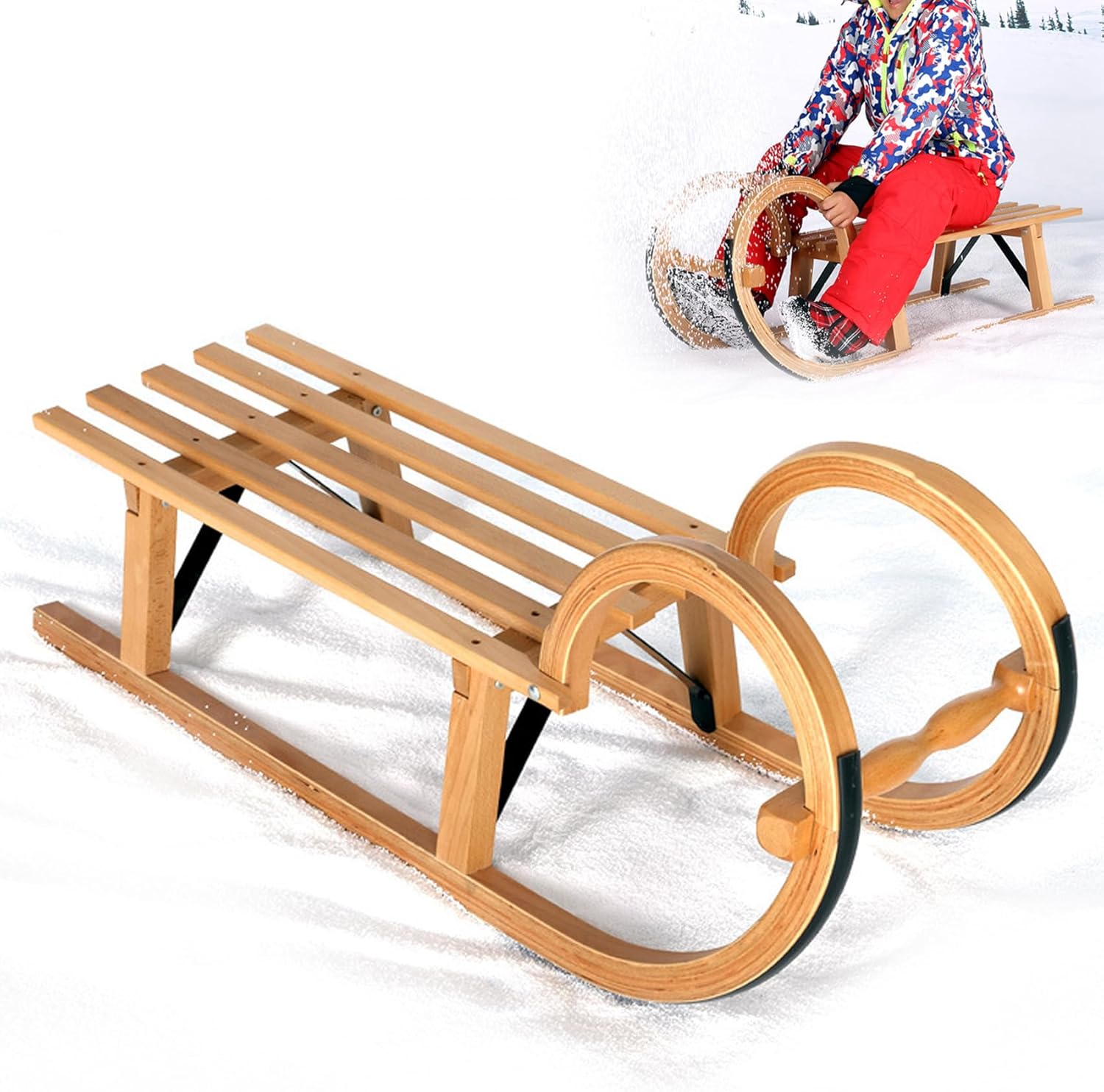 アンティーク　子供用　そり　インテリアに アンティーク 木製そり 子供用ソリ 雪遊び ウインタースポーツ